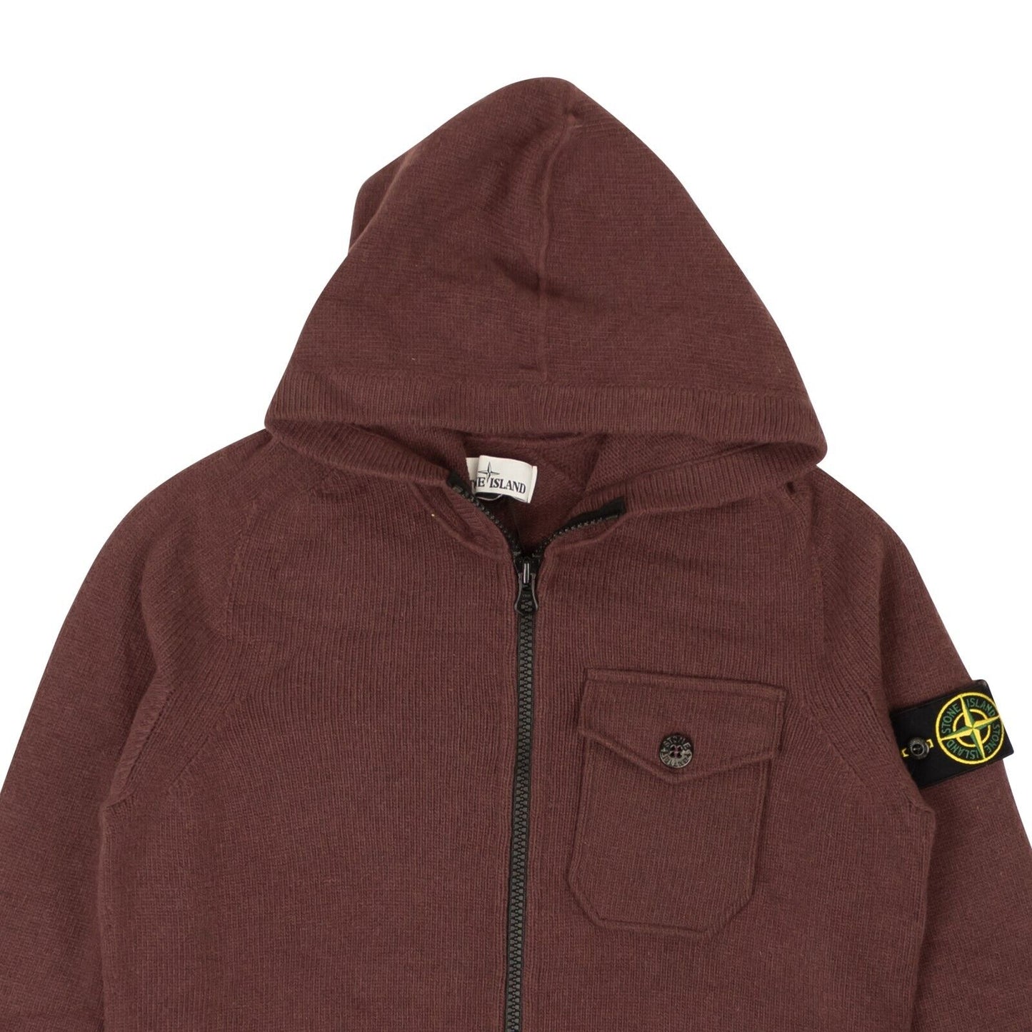 Wine Purple Knit Wool Blend Zip-Up Hoodie