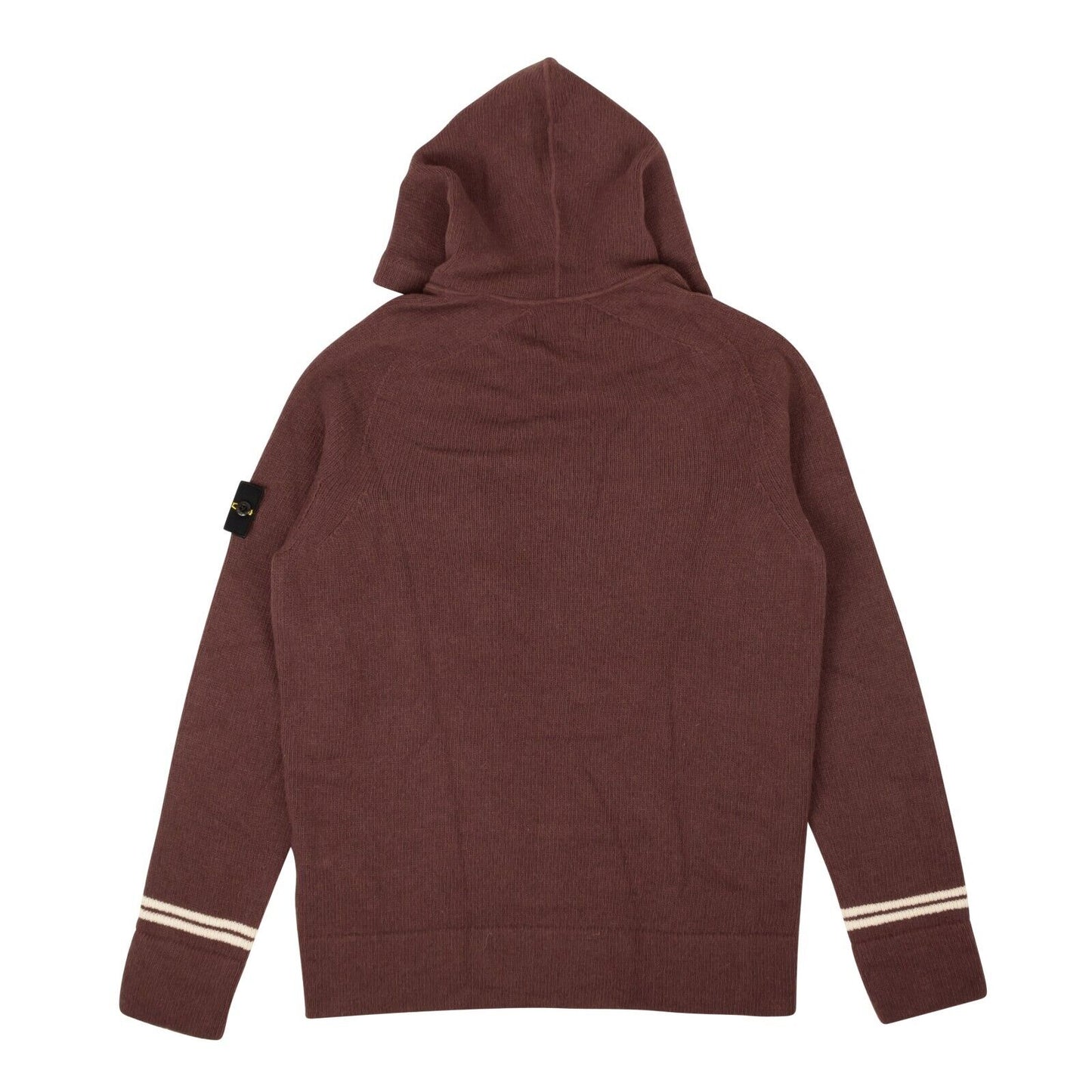 Wine Purple Knit Wool Blend Zip-Up Hoodie