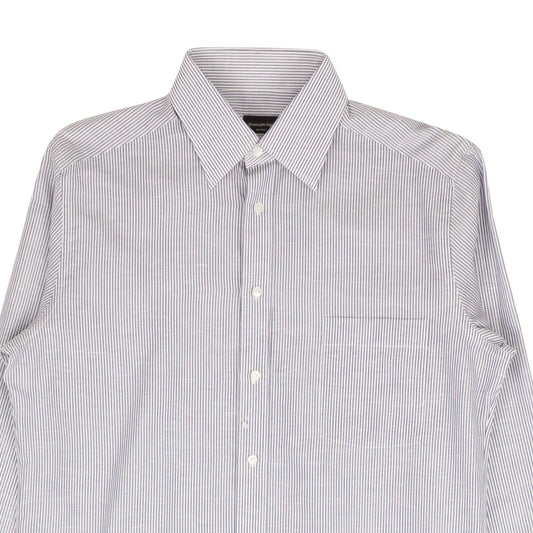 Blue And White Striped Cotton Dress Shirt
