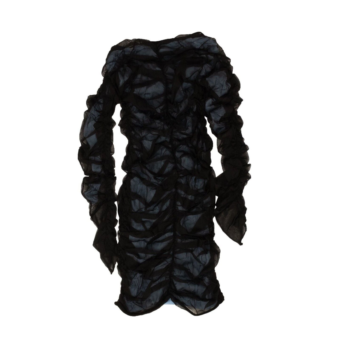 Black & Light Blue Tulle Ruched Dress