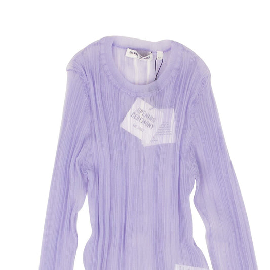 Opening Ceremony L/S Sheer Ribbed Top - Lilac