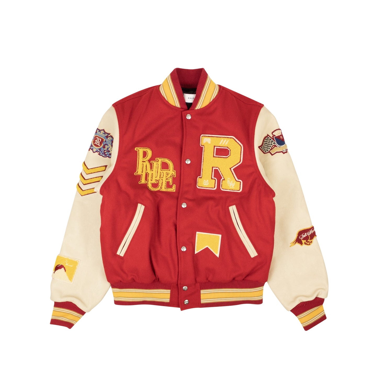 Red Cotton Bull Market Varsity Jacket