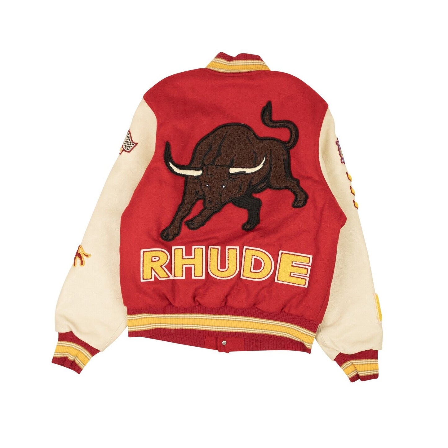 Red Cotton Bull Market Varsity Jacket