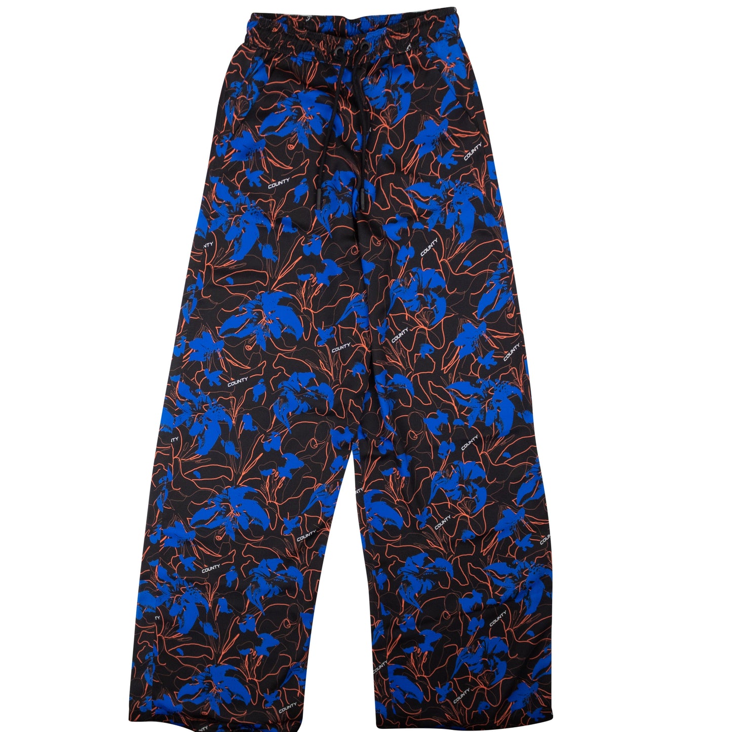 Marcelo Burlon County Flowers Elastic Wide Pants - Black/Blue