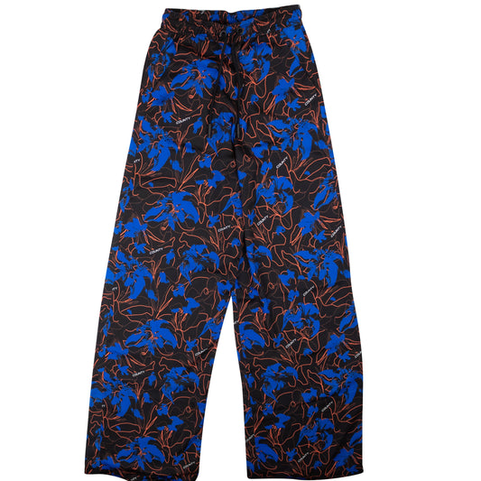 Marcelo Burlon County Flowers Elastic Wide Pants - Black/Blue