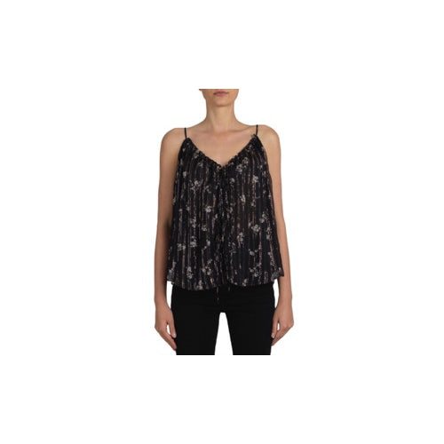 Amiri Floral Print Chiffon Tank Top - Black