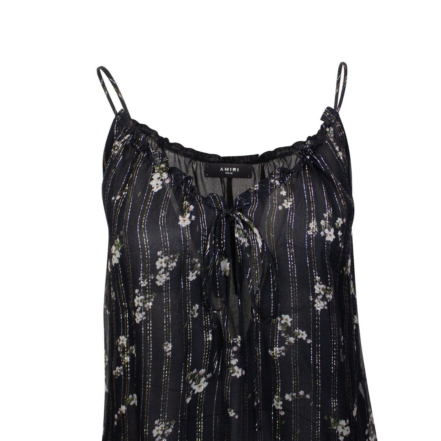 Amiri Floral Print Chiffon Tank Top - Black