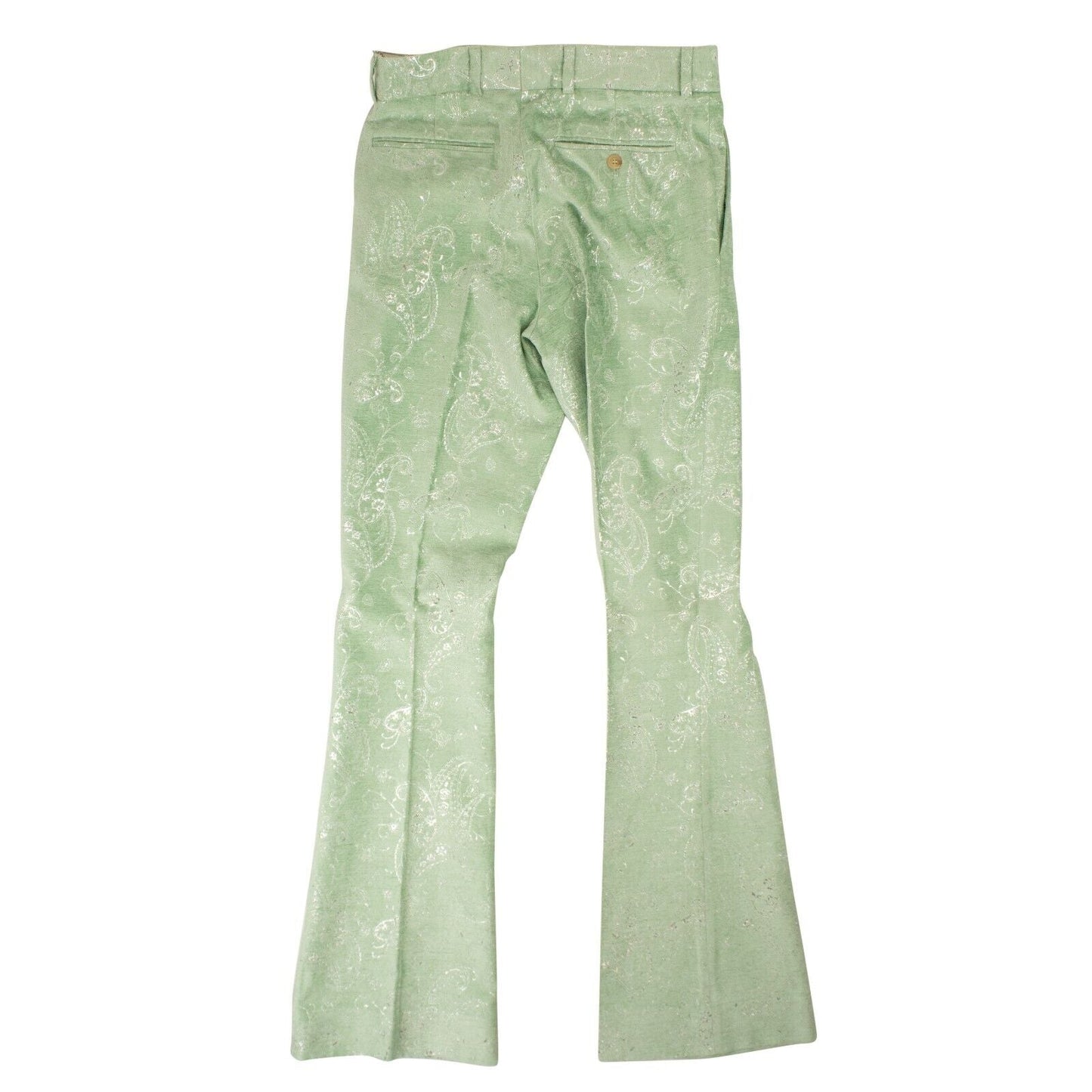 Amiri Paisley Velvet Glitter Flare - Green