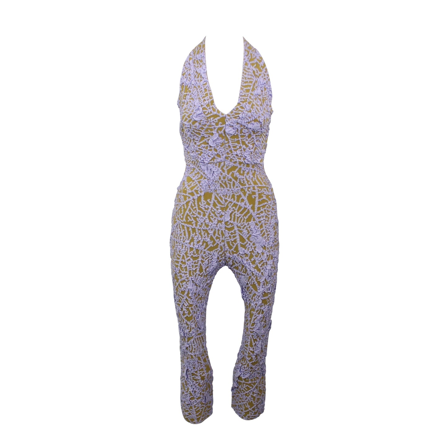 LILAC/OCHRE BANDAGE LEAF SKELETON JUMPSUIT