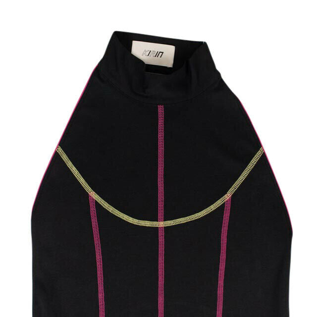 Kirin Contrast-Piping Mini Dress - Black