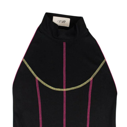 Kirin Contrast-Piping Mini Dress - Black