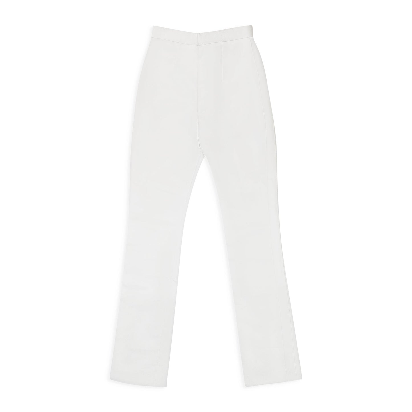 DOUBLE SATIN WHITE WOMEN'S STRAIGHT PANTS