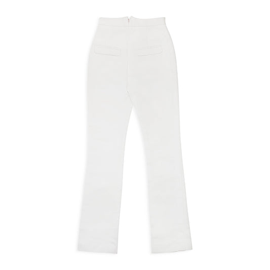 DOUBLE SATIN WHITE WOMEN'S STRAIGHT PANTS