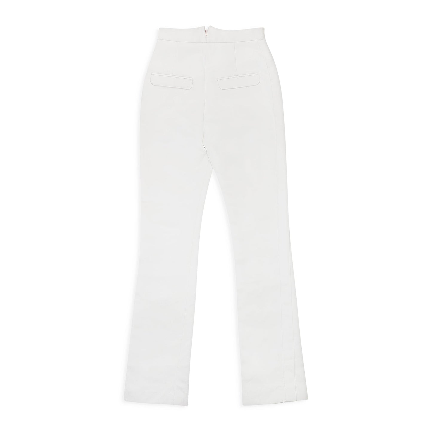 DOUBLE SATIN WHITE WOMEN'S STRAIGHT PANTS