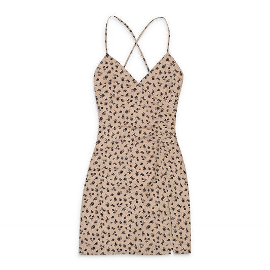 HIGH TIE BEIGE SLIP DRESS