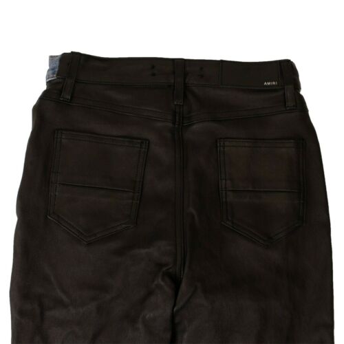 Amiri Denim Leather Jeans- Blue/Black
