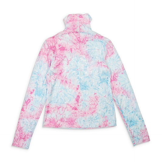 TEXTURED TIE DYE PINK BLUE TURTLENECK