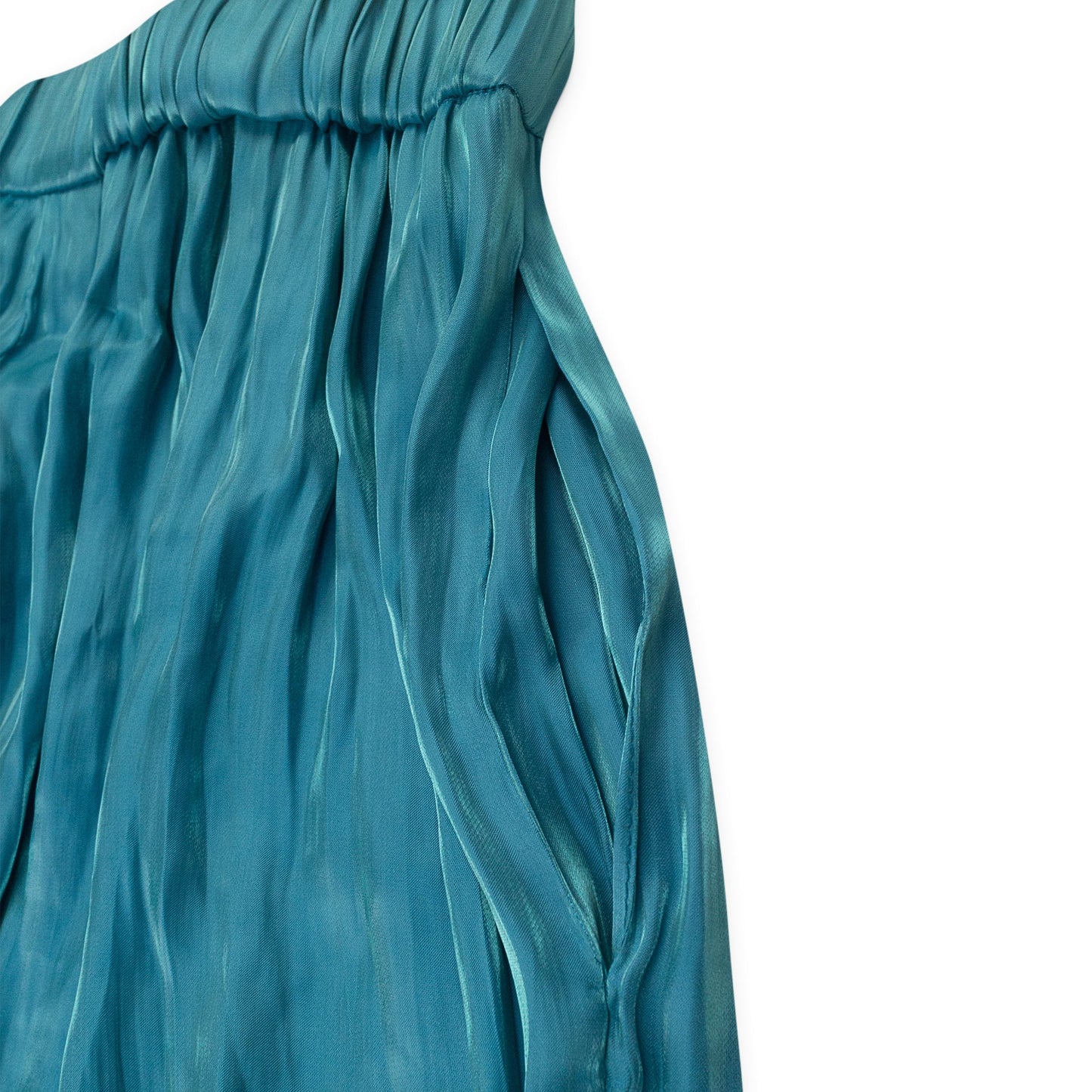 IRIDESCENT PULL ON BLUE WOMEN'S STRAIGHT PANTS