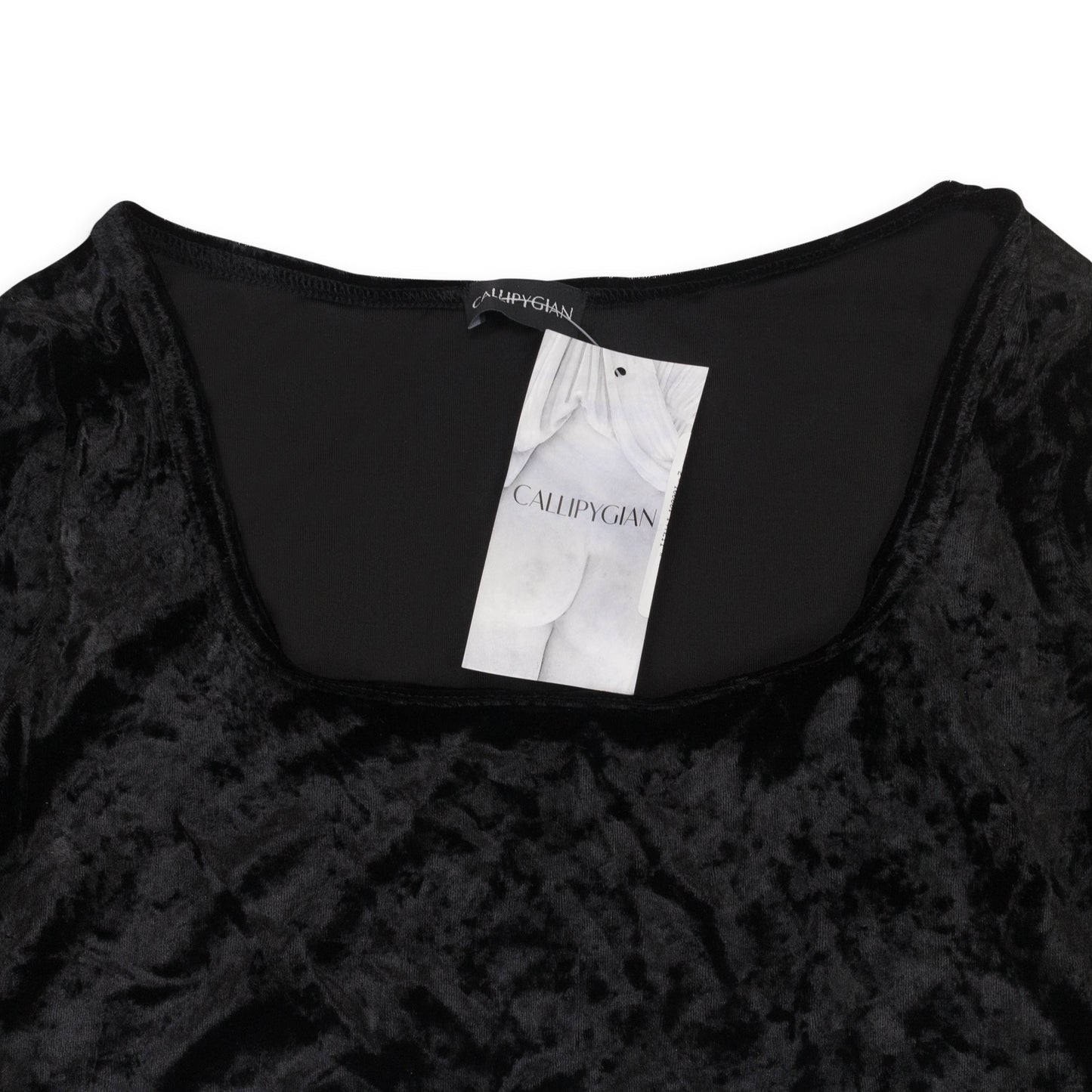 CRUSHED VELVET BLACK CROP TOP
