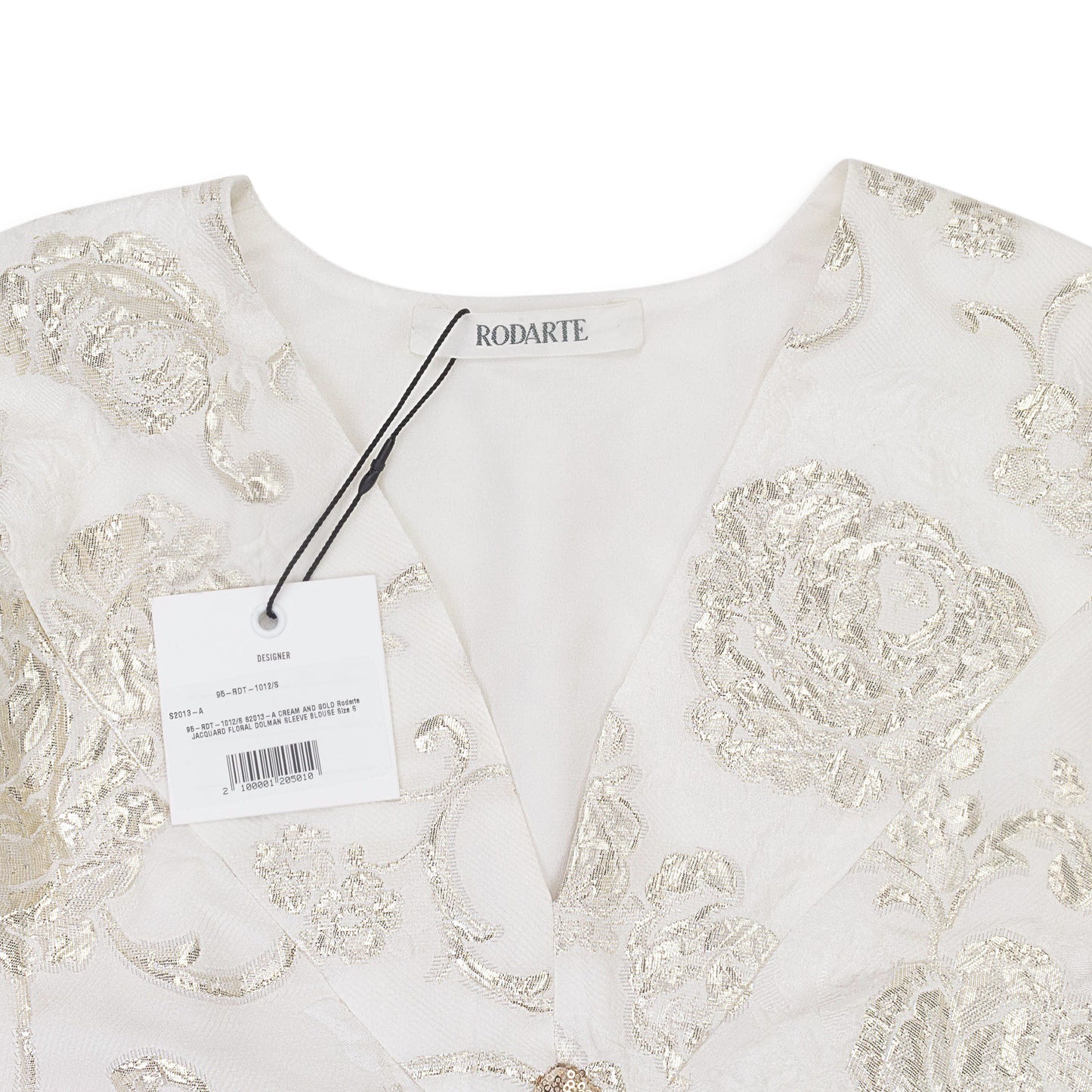 JACQUARD FLORAL DOLMAN SLEEVE CREAM, GOLD BLOUSE