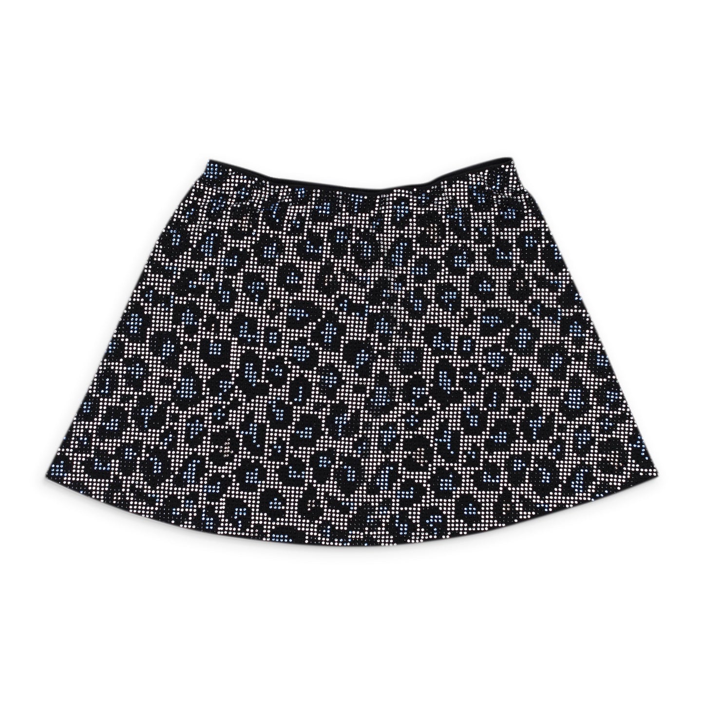 ADAM SELMAN CRYSTAL RHINESTONE LEOPARD BLUE MINI SKIRT