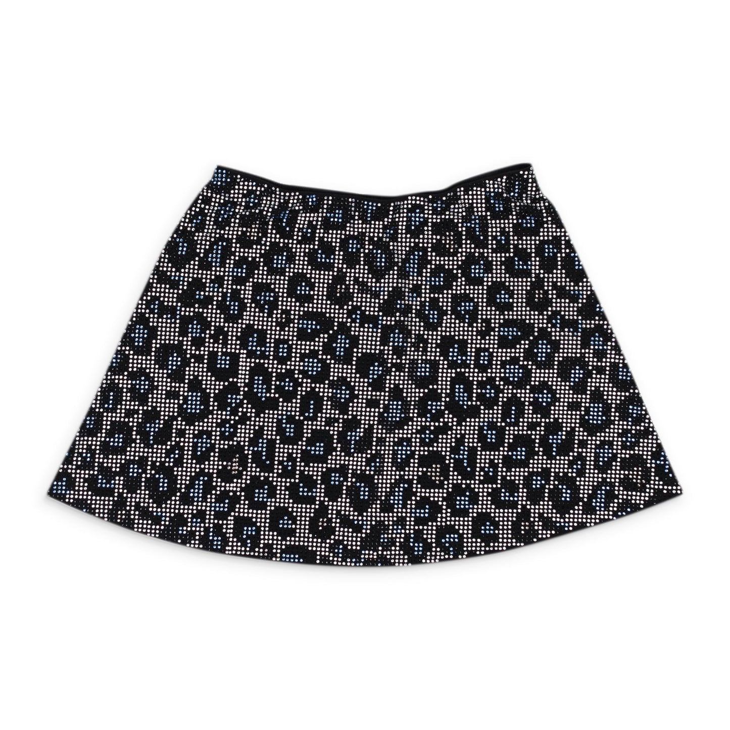 ADAM SELMAN CRYSTAL RHINESTONE LEOPARD BLUE MINI SKIRT