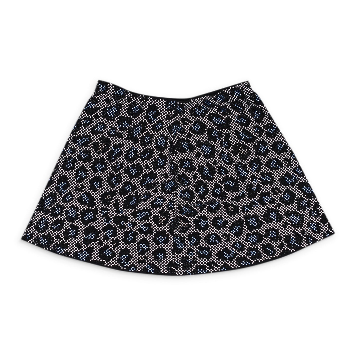 ADAM SELMAN CRYSTAL RHINESTONE LEOPARD BLUE MINI SKIRT