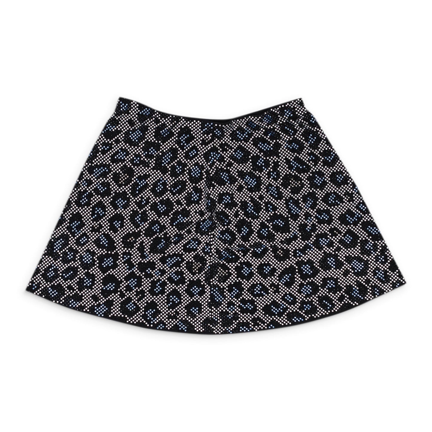 ADAM SELMAN CRYSTAL RHINESTONE LEOPARD BLUE MINI SKIRT