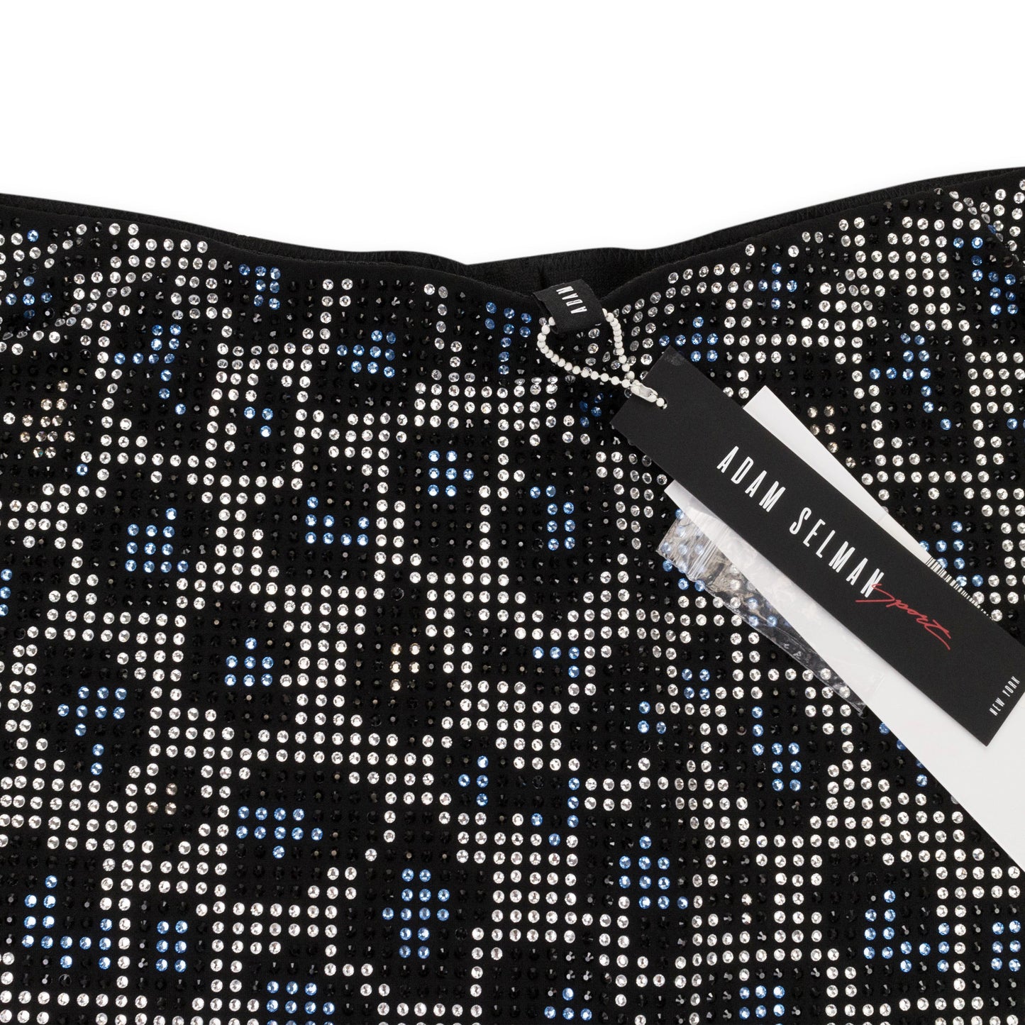 ADAM SELMAN CRYSTAL RHINESTONE LEOPARD BLUE MINI SKIRT
