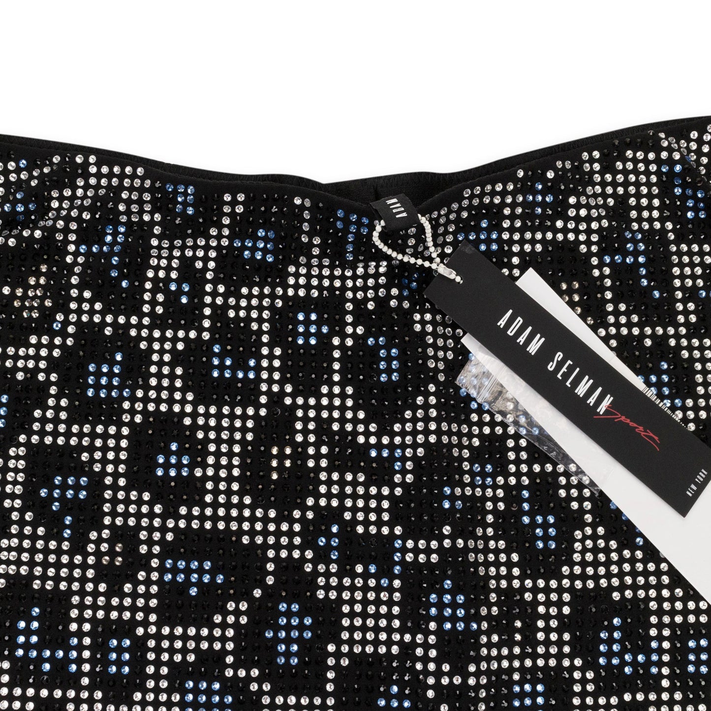 ADAM SELMAN CRYSTAL RHINESTONE LEOPARD BLUE MINI SKIRT