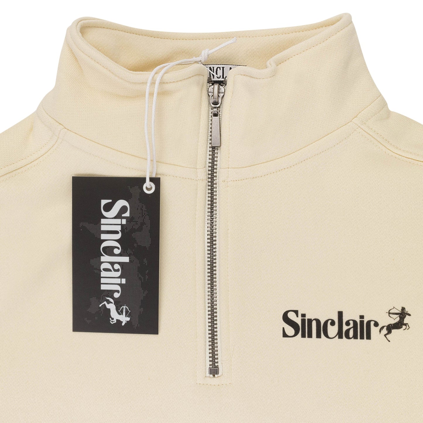 QUARTER ZIP CREAM SWEATSHIRT