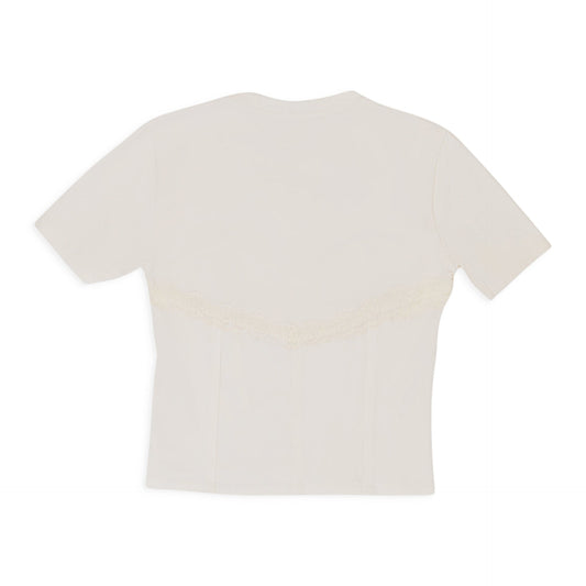 LACE TRIM BUSTIER WHITE T-SHIRT