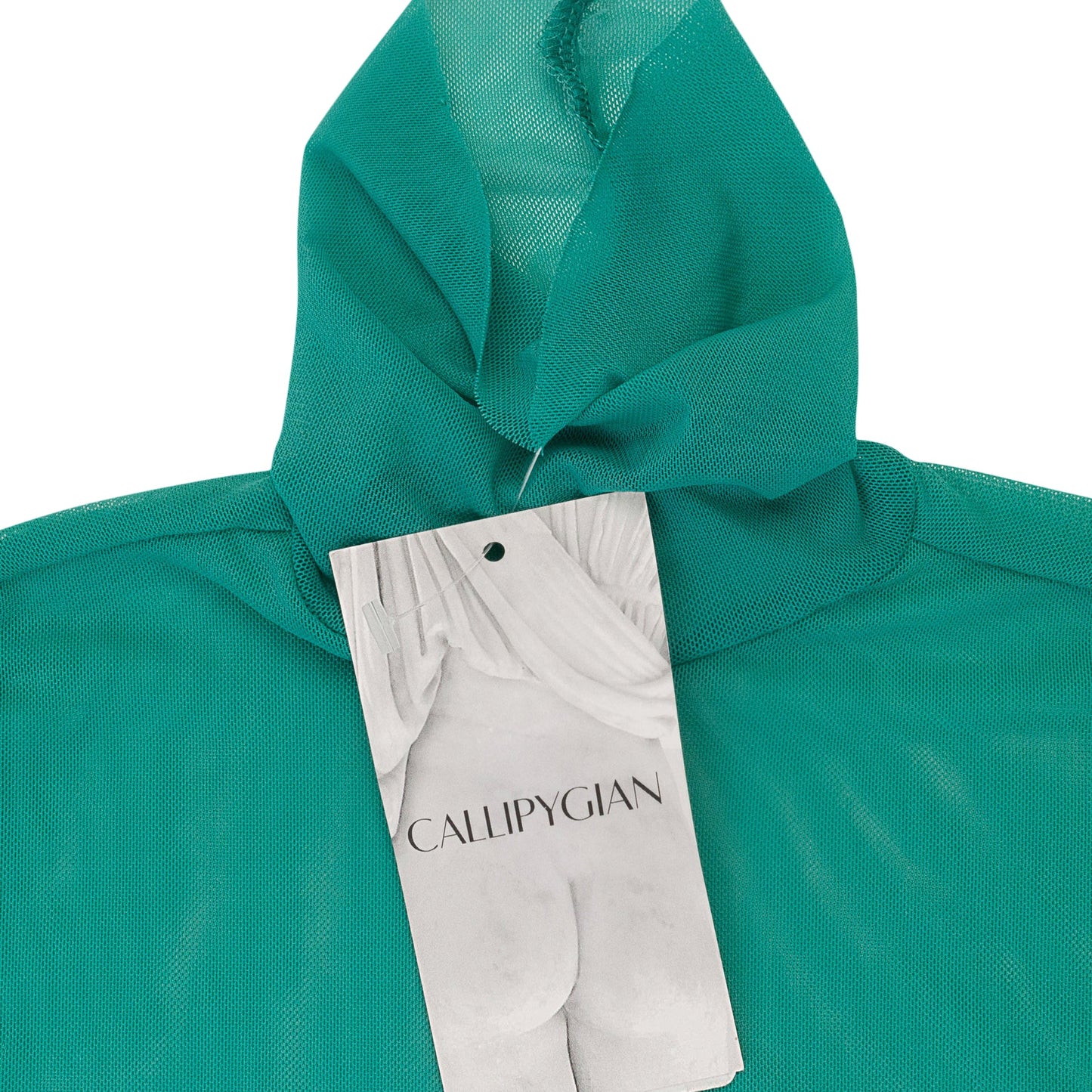 SOLID MESH JADE GREEN TURTLENECK