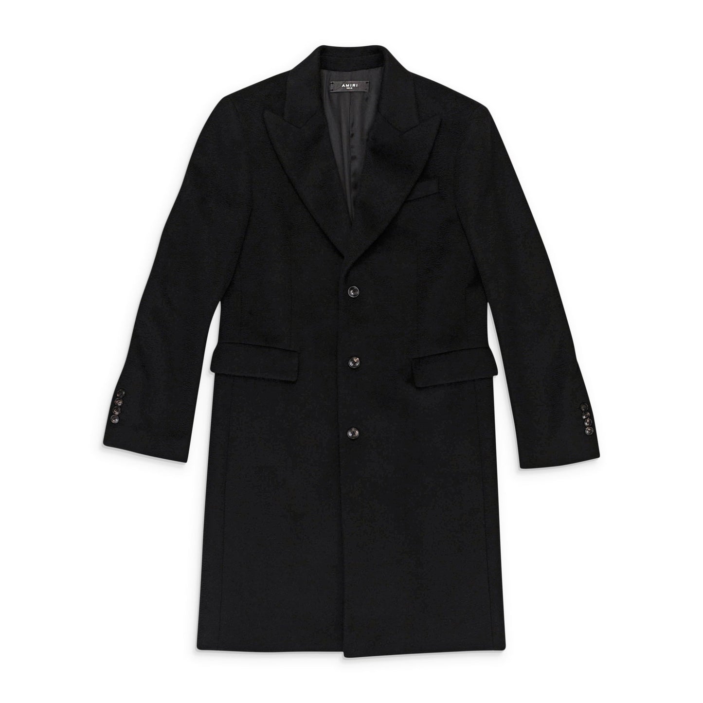 Black Lapel Classic Long Buttondown Cashmere Coat