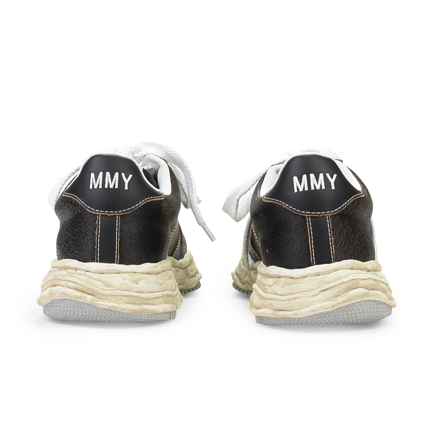 WAYNE LOW CRACKING BLACK LOW-TOP SNEAKER