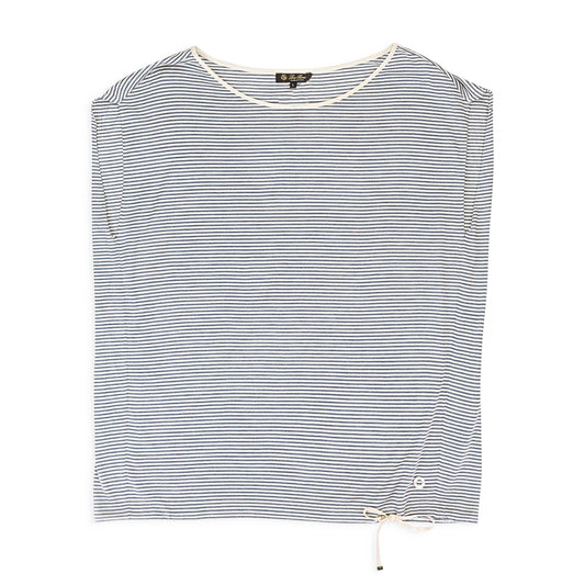 SILK STRIPED WHITE/GRAY BLOUSE