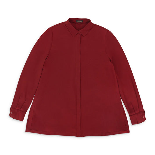 LONG SLEEVE BURGUNDY BUTTON-UP TOP