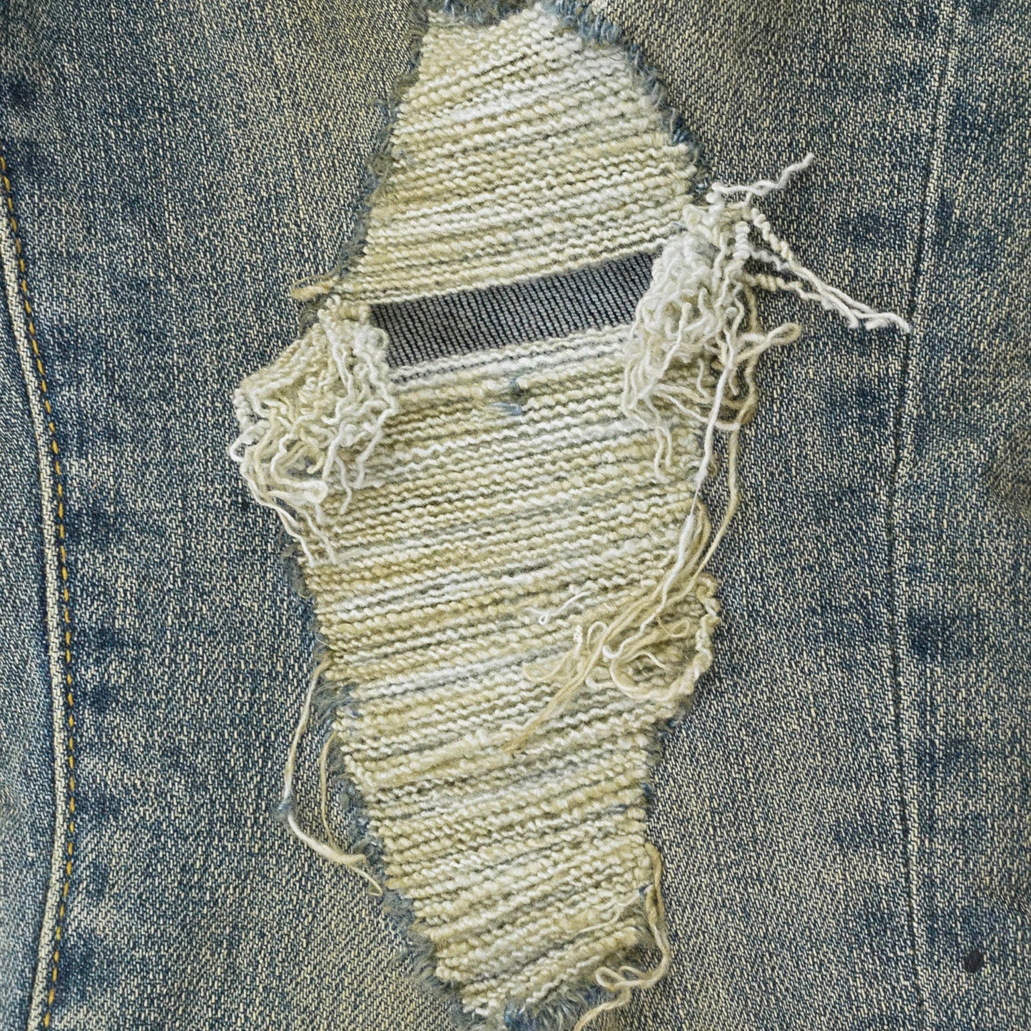 MID INDIGO TAPERED LEG DESTROY PAINT SKINNY JEANS