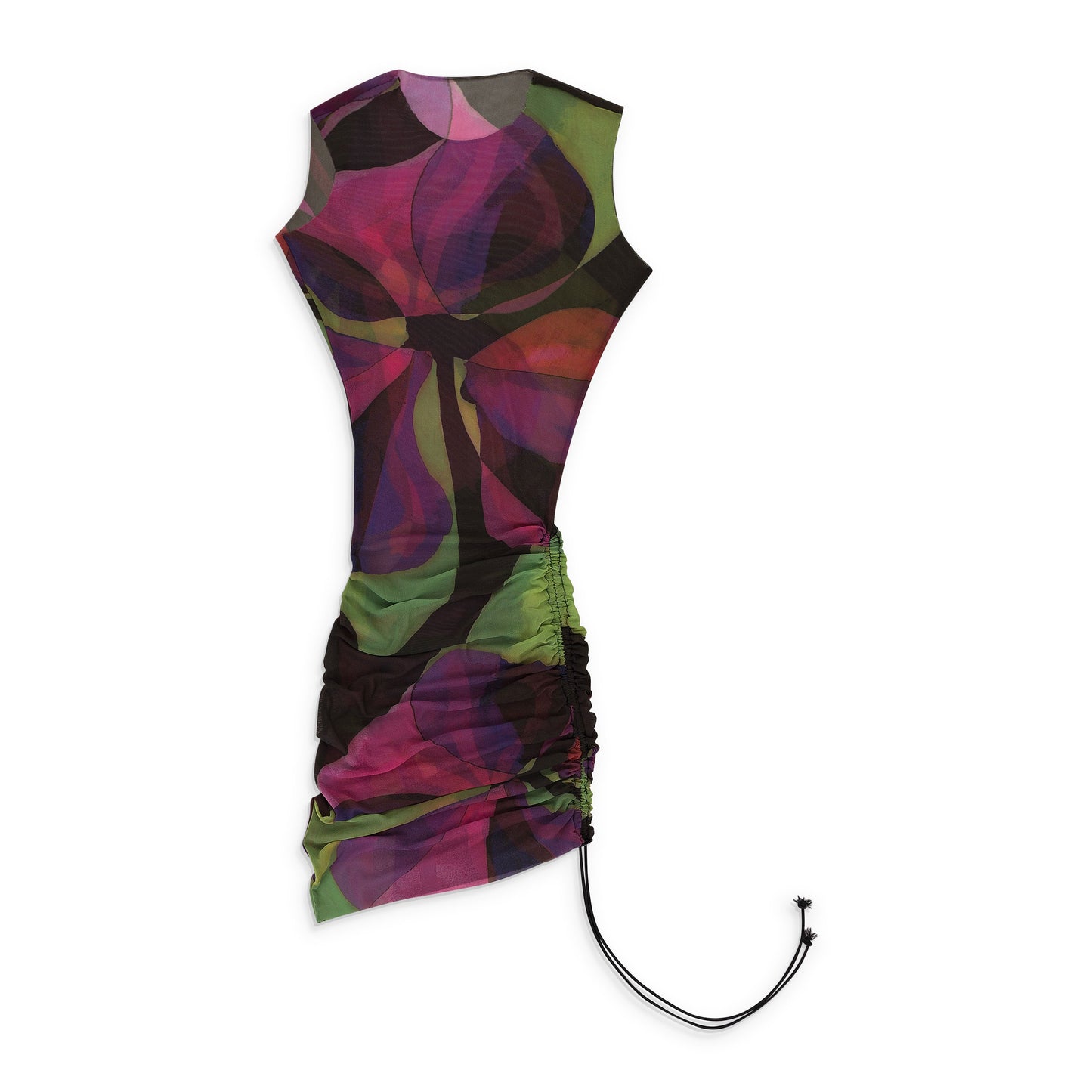 HEAT WAVE SLEEVELESS RUCHED SINGLE LAYER MULTICOLOR DAY DRESS