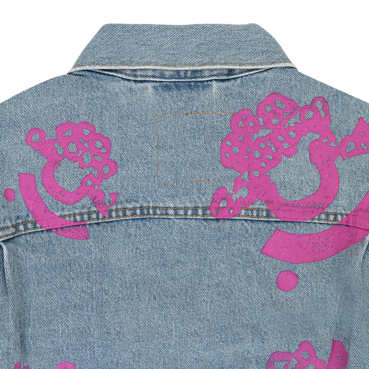 Light Wash Pink & Green Bstroy Denim Jacket