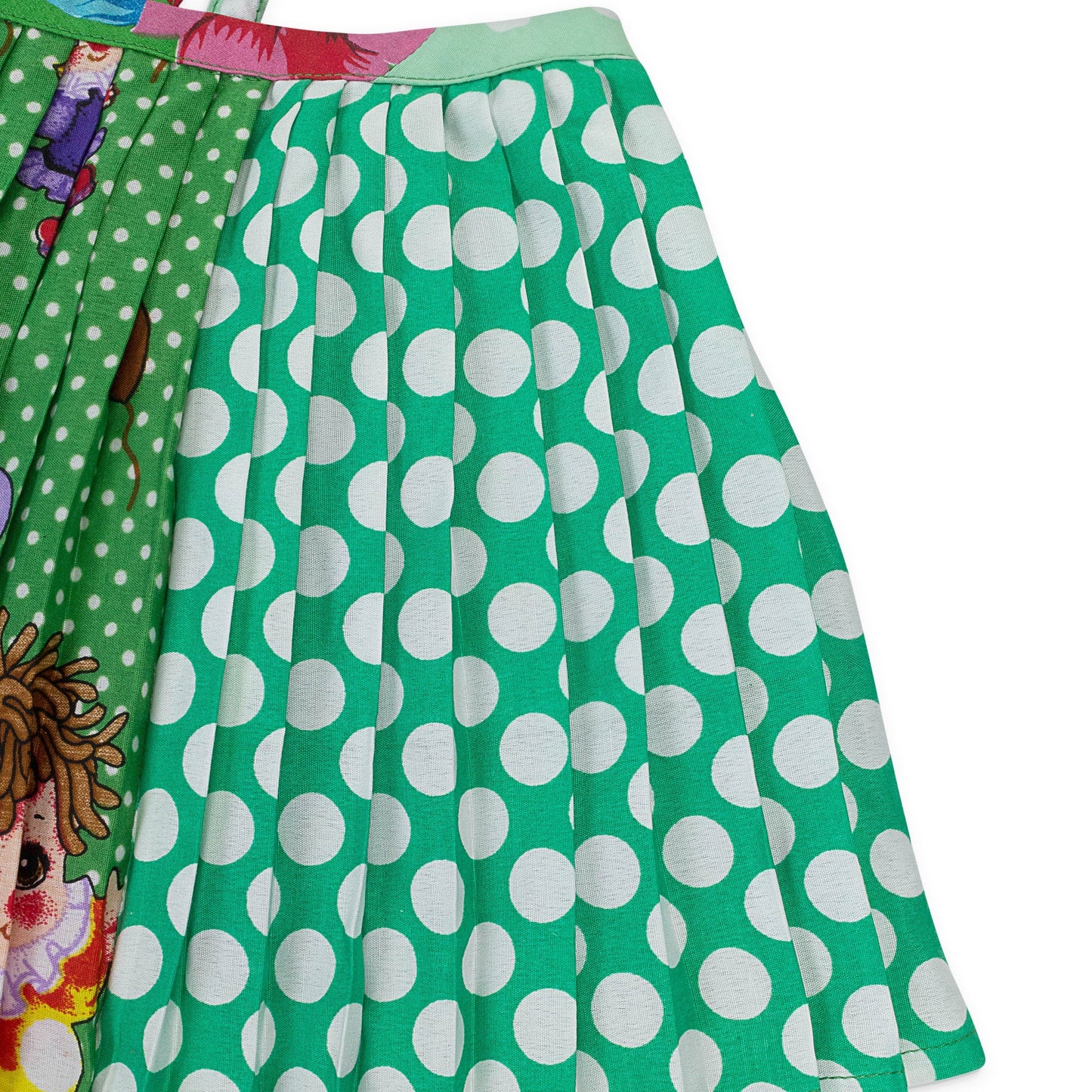 BUTTON FRONT PLEATED PATCHWORK MULTICOLOR CROP TOP