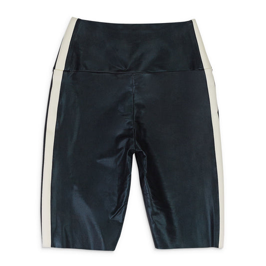 SIDE STRIPE BERMUDA BLACK SHORTS