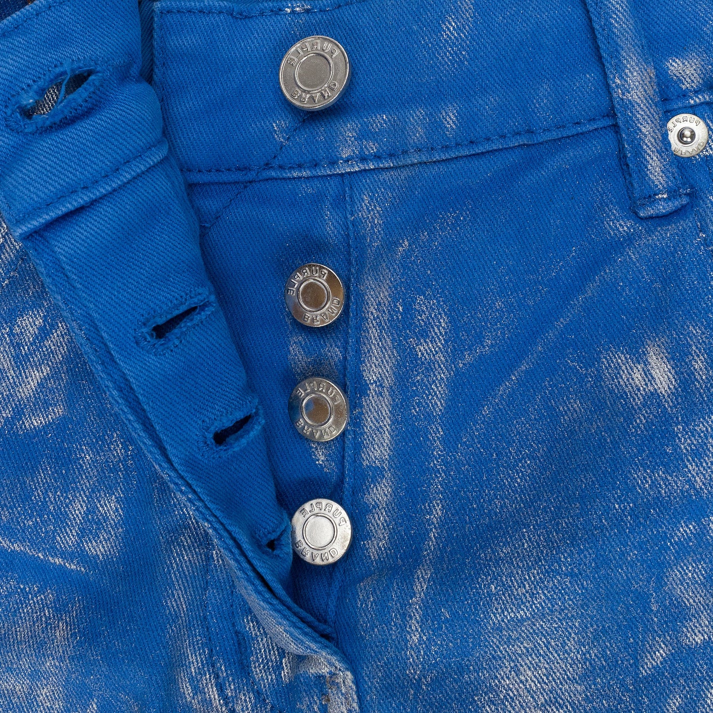 SILVER FOIL FLARE BLUE SKINNY JEANS