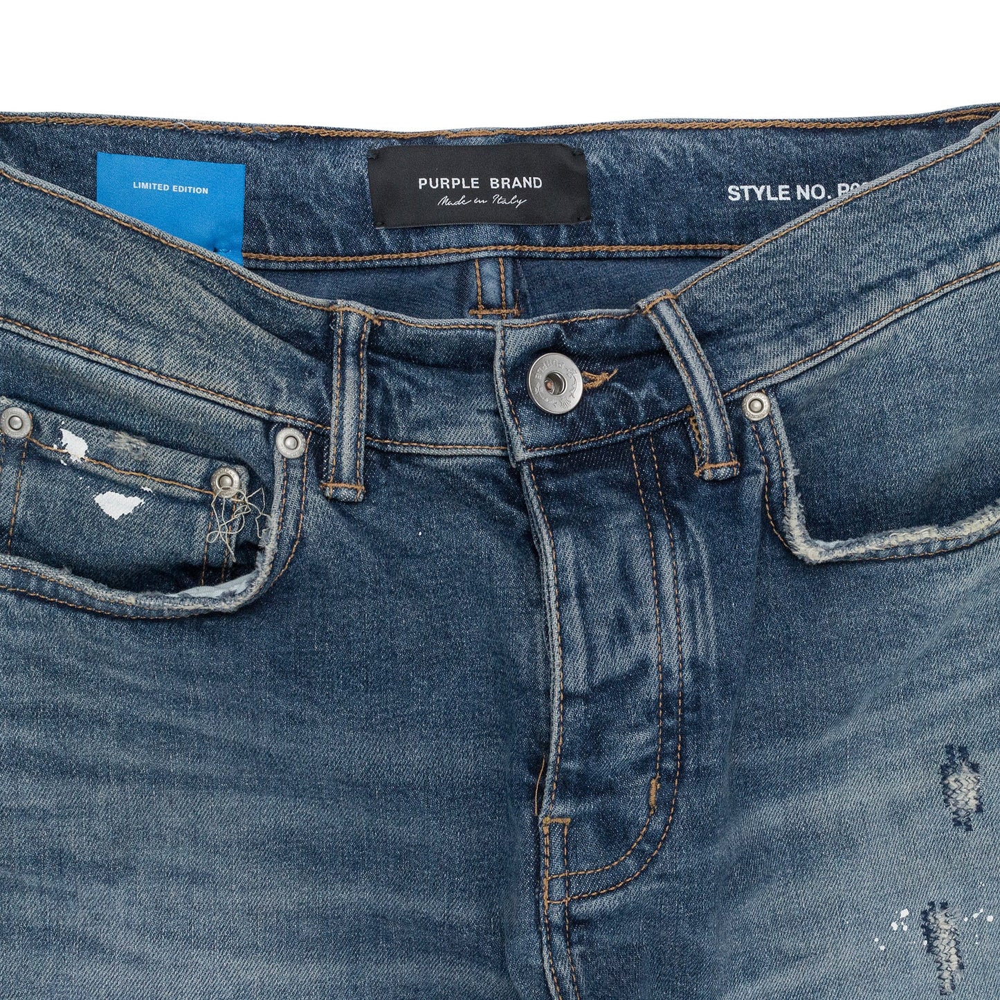 TORN DARK PAINT Indigo SKINNY JEANS