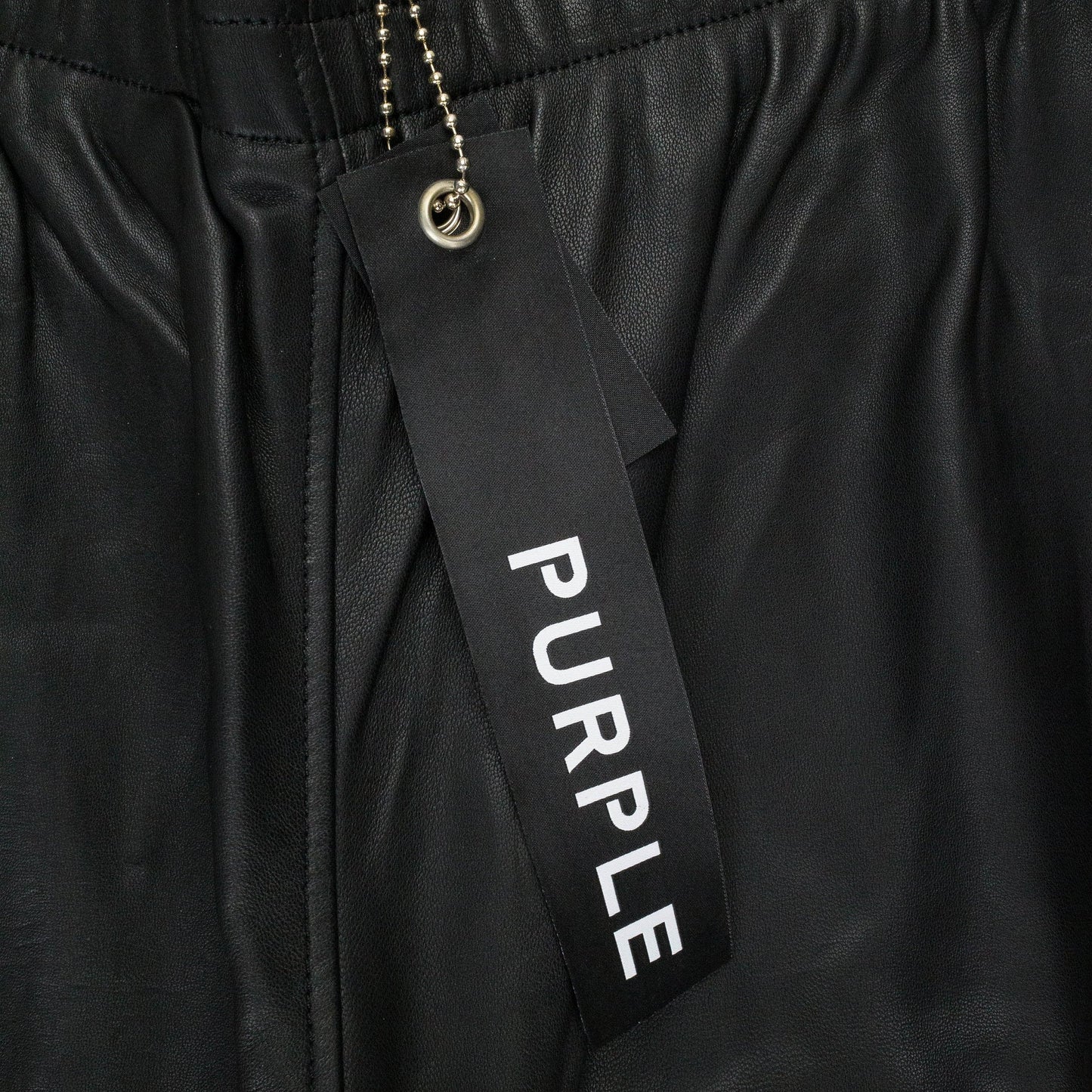 LEATHER SIDE ZIP TRACK PANT BLACK TRACK PANTS