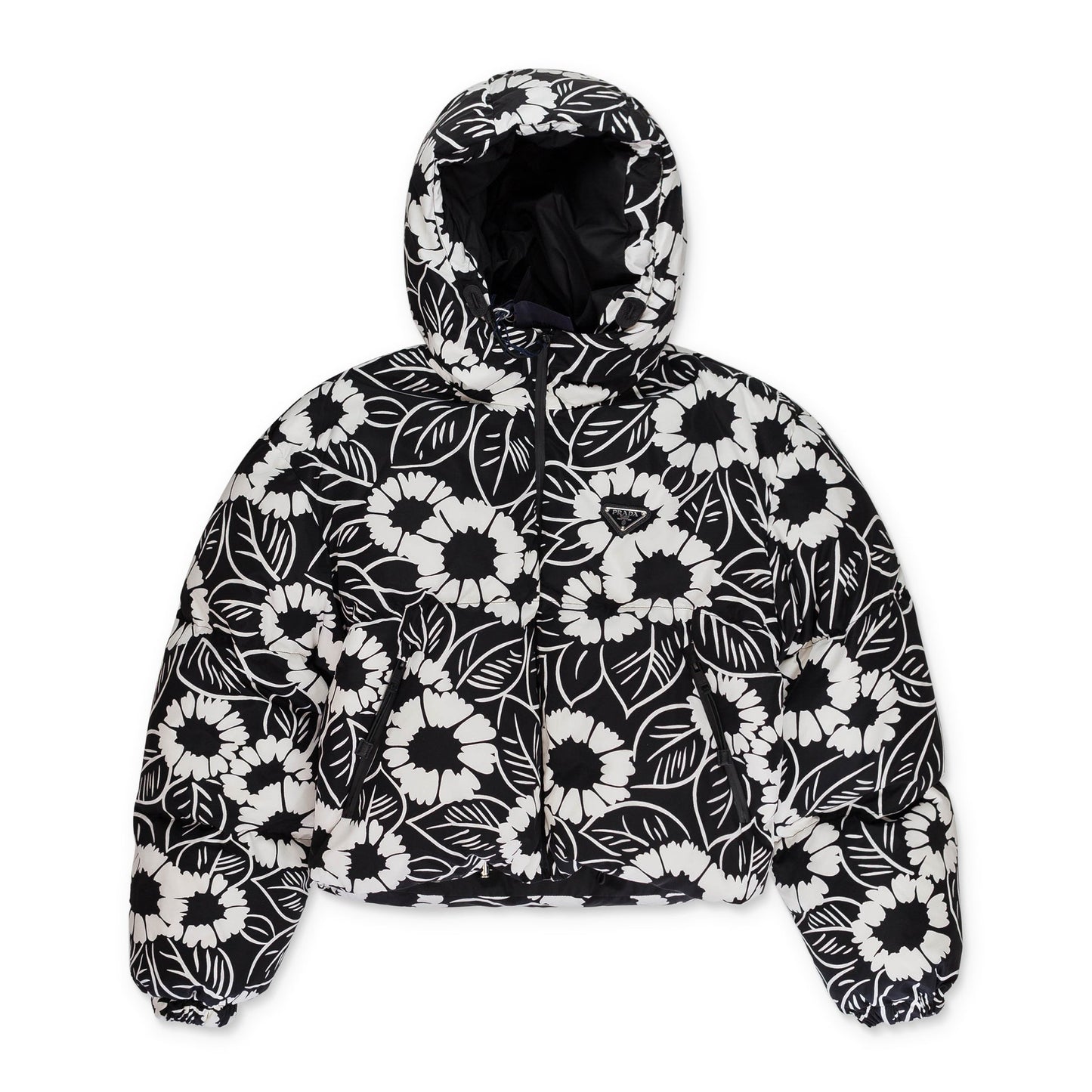 FLORAL PRINTED TRIANGLE LOGO COAT BLACK/WHITE ACTIVE COATS