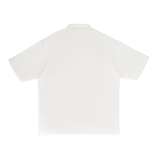 PIQUE OVERSIZED POLO WHITE POLO SHIRTS