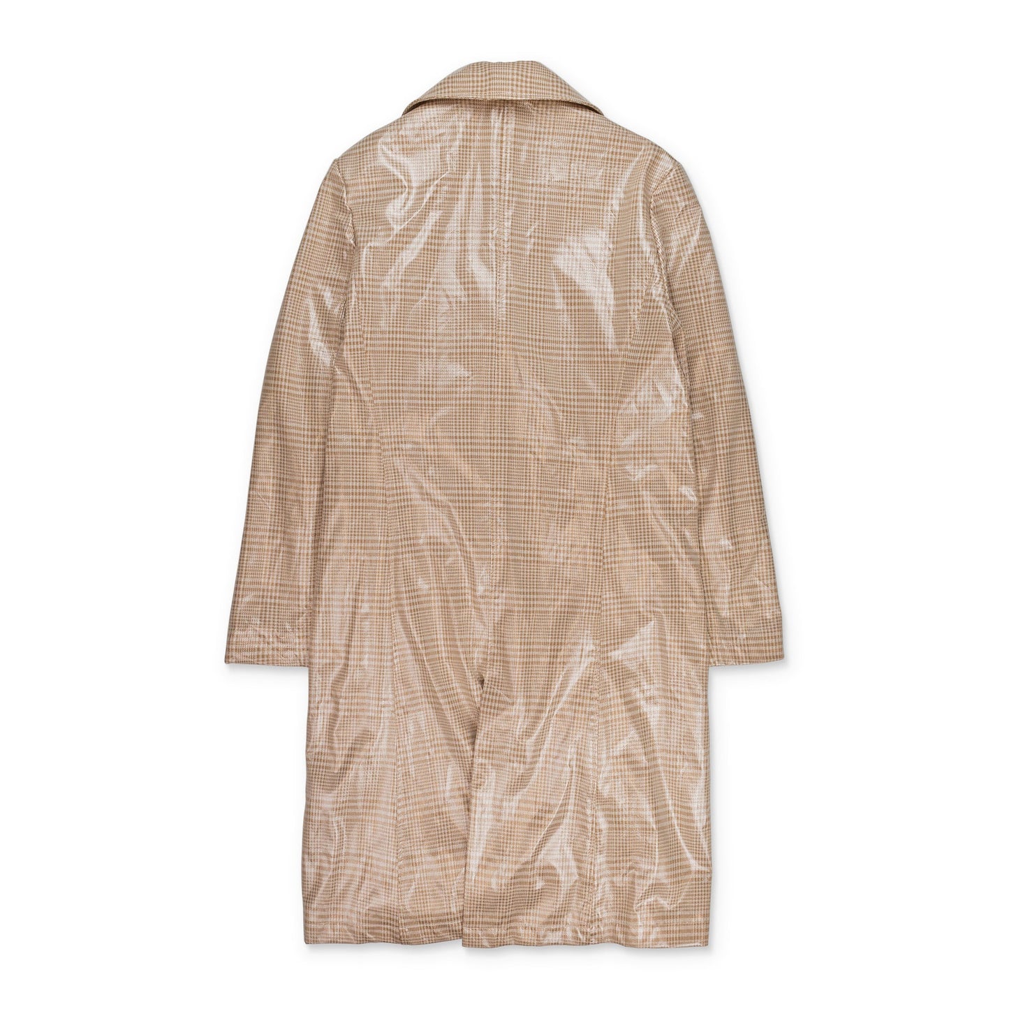 PLAID VINYL TAN TRENCH COAT