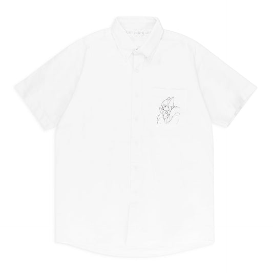 SHORT FURRY KISS BUTTON DOWN WHITE BLOUSE