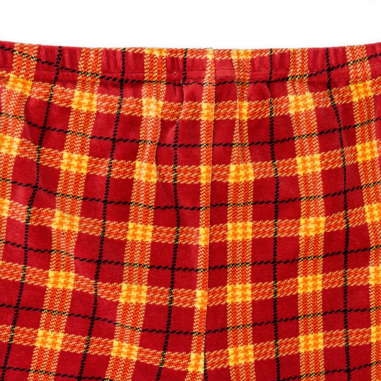 VELOUR PLAID BIKER RED SHORTS
